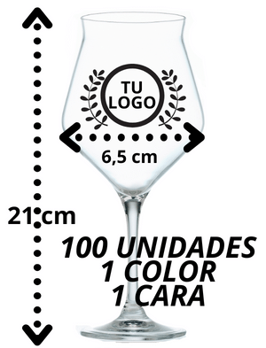 Copa de Cristal Cervecera LIP personalizada / 100 unidades, 1 color 1 cara