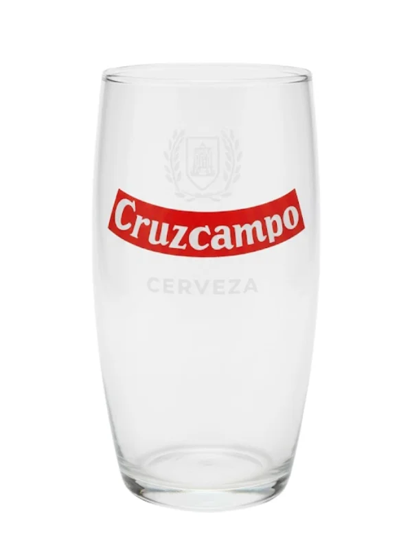 Vaso cerveza Cruzcampo franja roja – caña (1998–2005)